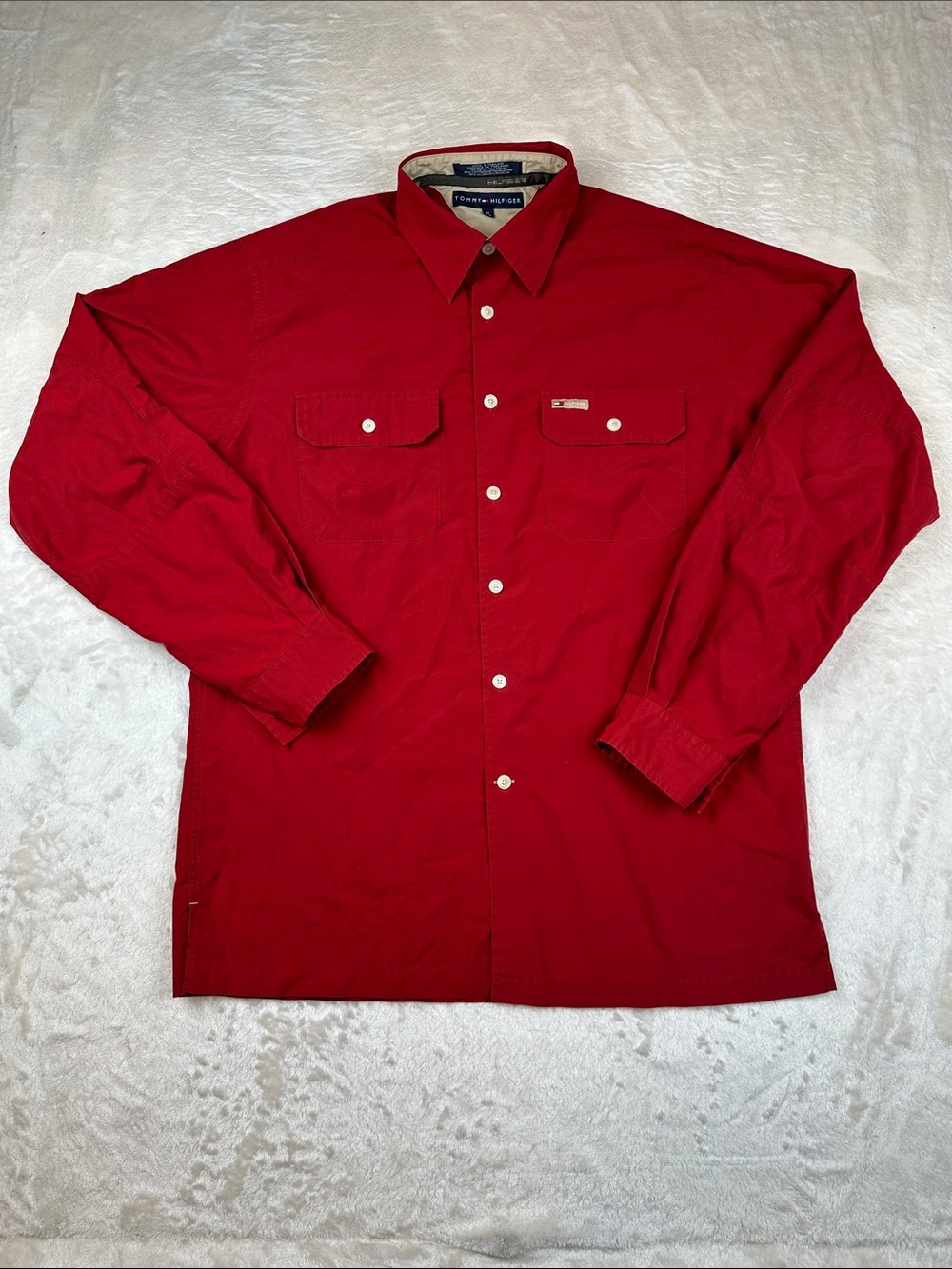 Tommy Hilfiger Size M Red Long Sleeve Dress Shirt | Business | Formal